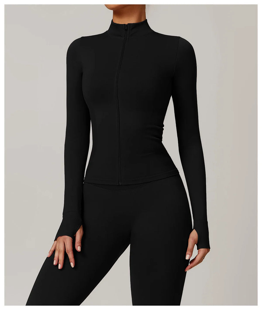 Seamless Long Sleeve Performance Jacket Zip Front Nylon