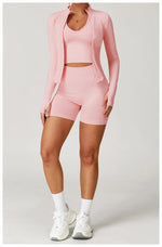 Load image into Gallery viewer, Seamless Contour Yoga Top With Zippered Long Sleeve
