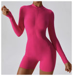 Load image into Gallery viewer, Zippered Long Sleeve Contour Yoga Jumpsuit Performance
