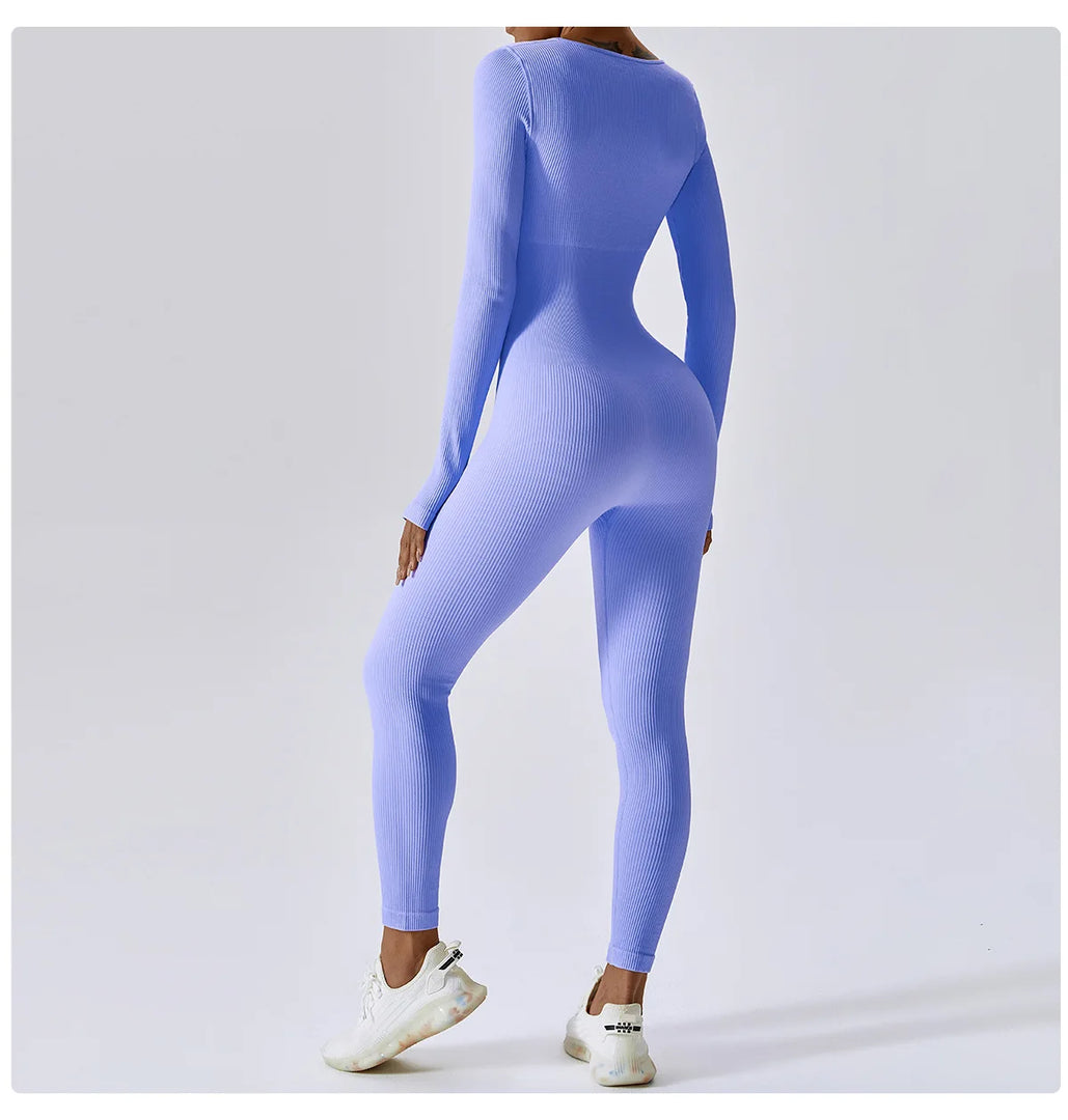 Seamless Contouring Yoga Bodysuit With Long Sleeves