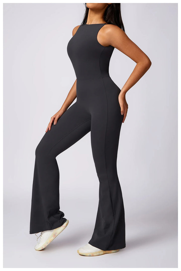 Sculpted Yoga Jumpsuit Ultra Breathable Nylon Knit Fabric