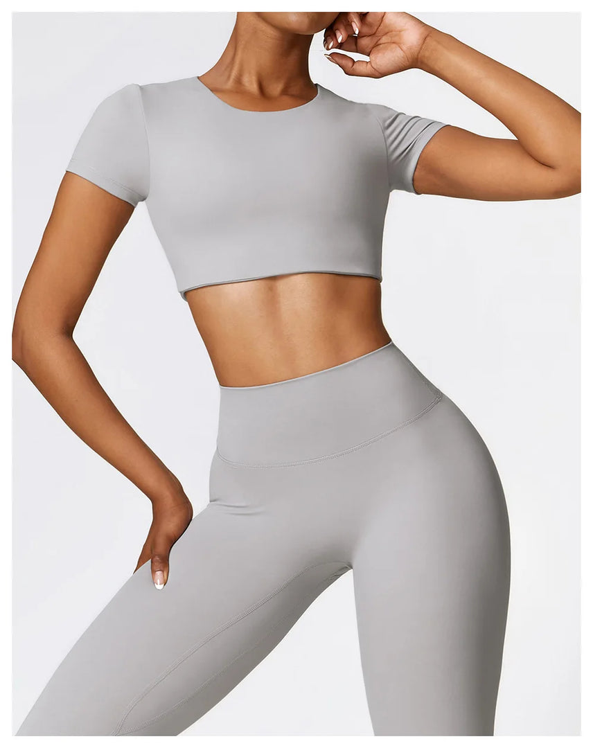 Seamless Contour Fit Yoga Crop Top Light Weight Nylon Knit