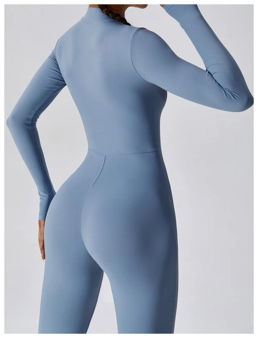 Zippered Contour Yoga Jumpsuit With Performance Gear