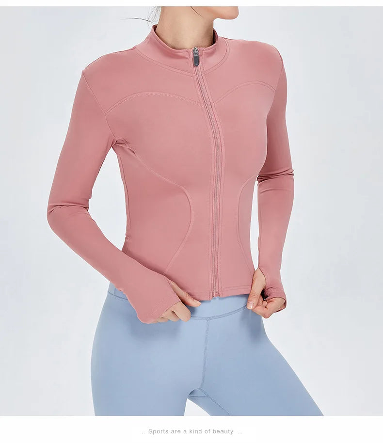 Zippered Studio Contoured Long Sleeve Sports Jacket