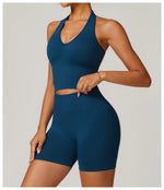 Load image into Gallery viewer, Luxurious Hanging Neck Seamless Sports Bra Nylon Spandex
