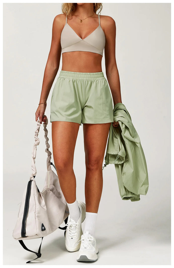 High Waist Contour Performance Yoga Shorts Nylon Spandex