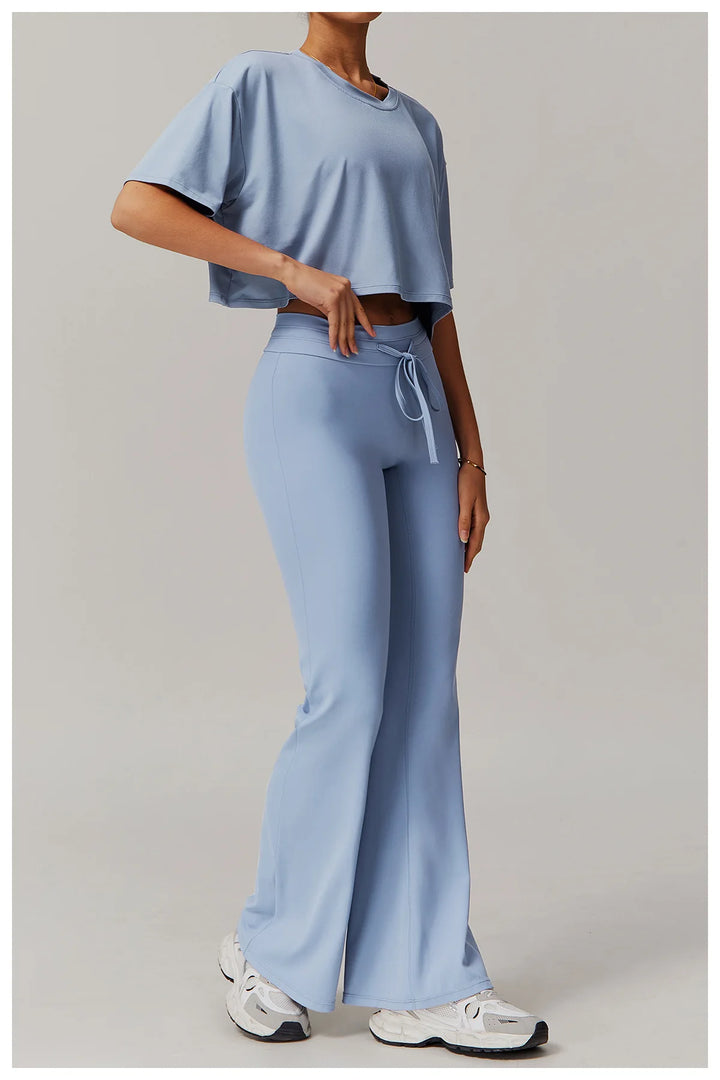 Breathable High Rise Contoured Bell Bottom Leggings