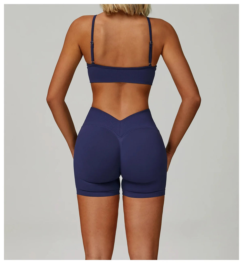 Premium Breathable High Waist Contoured Scrunch Shorts Nylon