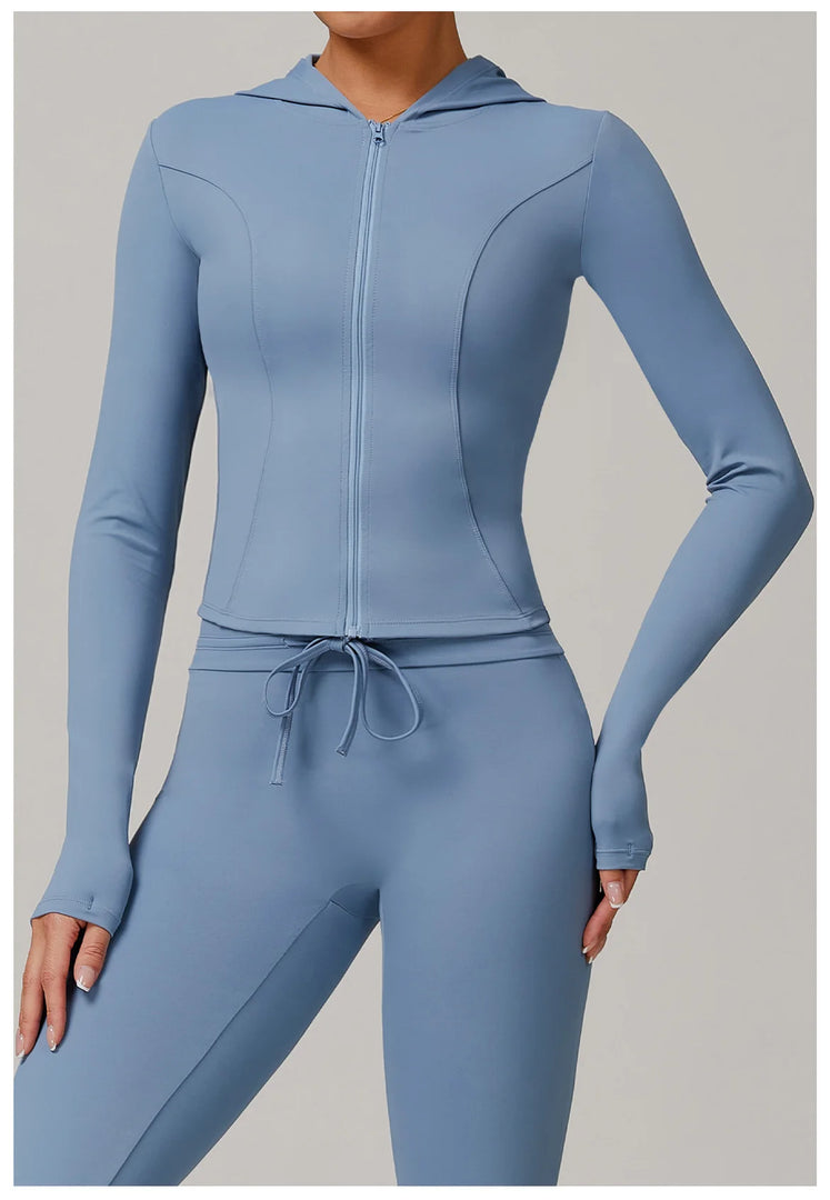 Zip Front Yoga Jacket Breathable High Stretch Nylon