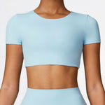 Load image into Gallery viewer, Seamless Contour Fit Yoga Crop Top Light Weight Nylon Knit
