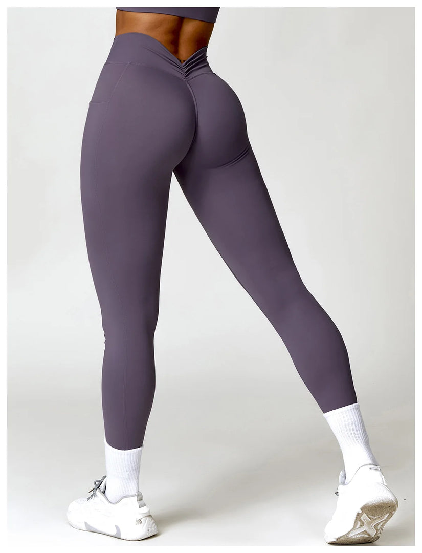 V Back Swept High Waist Contoured Leggings With Performance