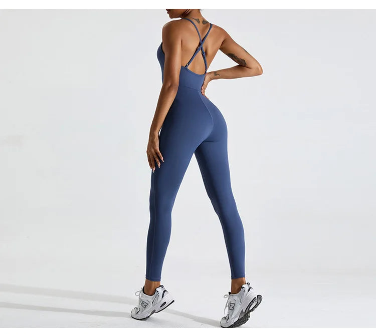 Backless Contour Yoga Jumpsuit Seamless Performance Wear