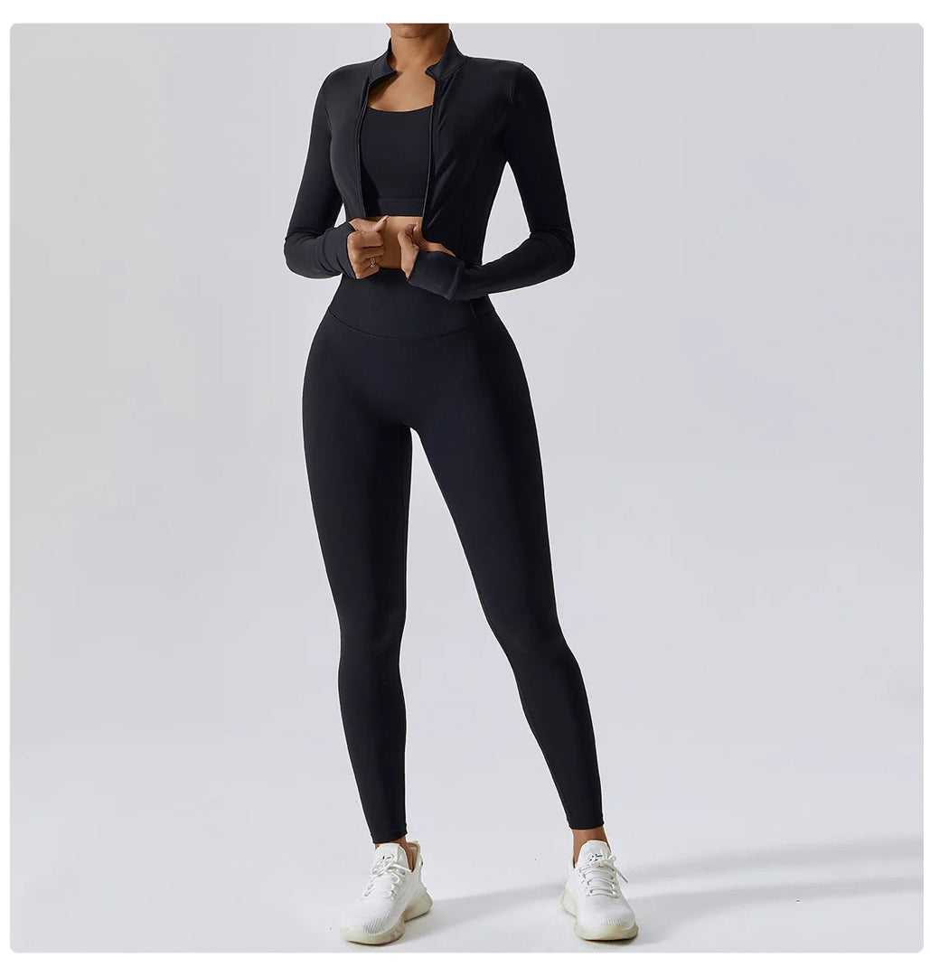 Three Piece Contoured Yoga Set Athleisure Signature