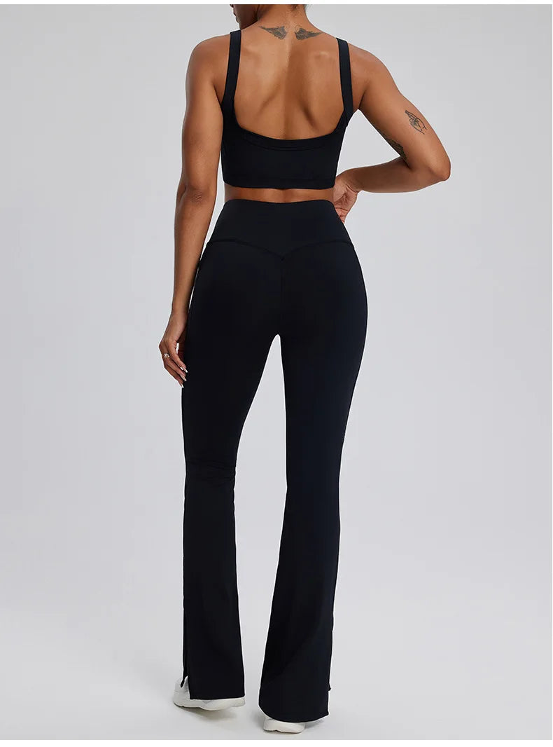 Contour Stretch Athleisure Bell Bottoms Set Nylon Spandex