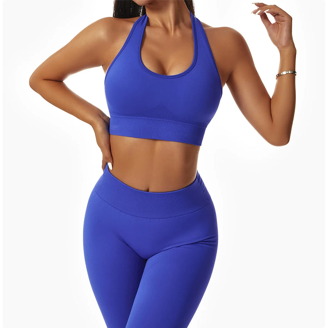 Breathable Sculpted Yoga Performance Bra With Halter Back