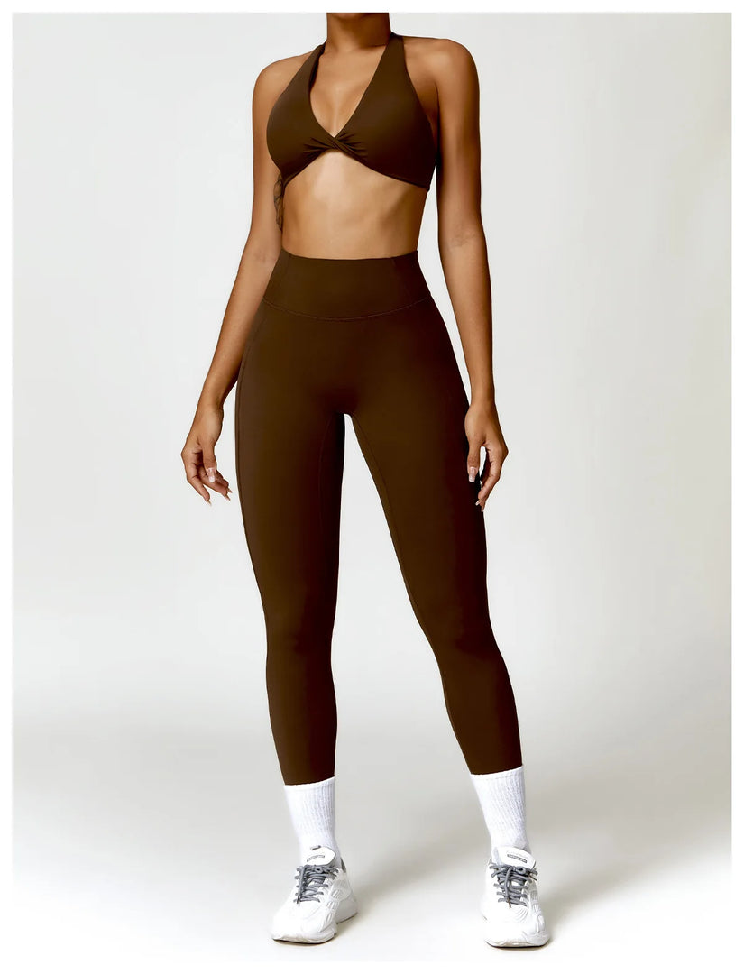 Breathable Contoured Nylon Halter Bralette With Twist