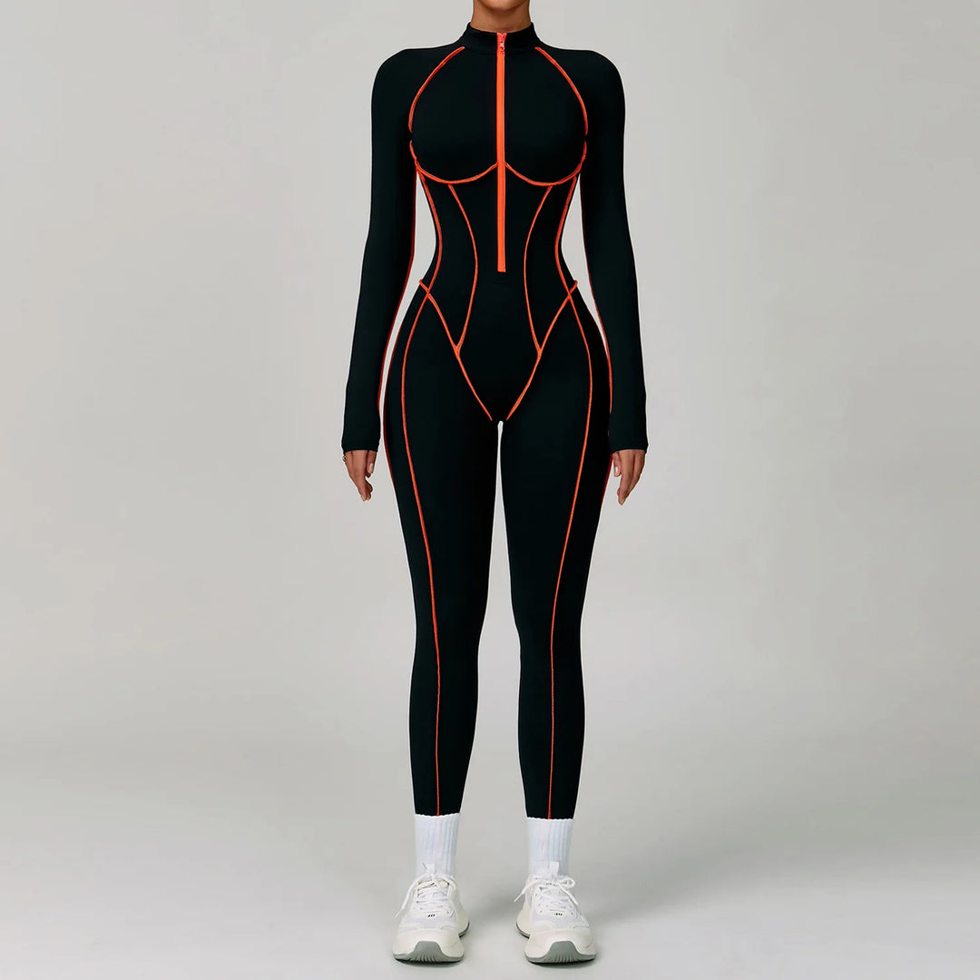 Premium Contour Seamless Breathable Jumpsuit With Front Zip