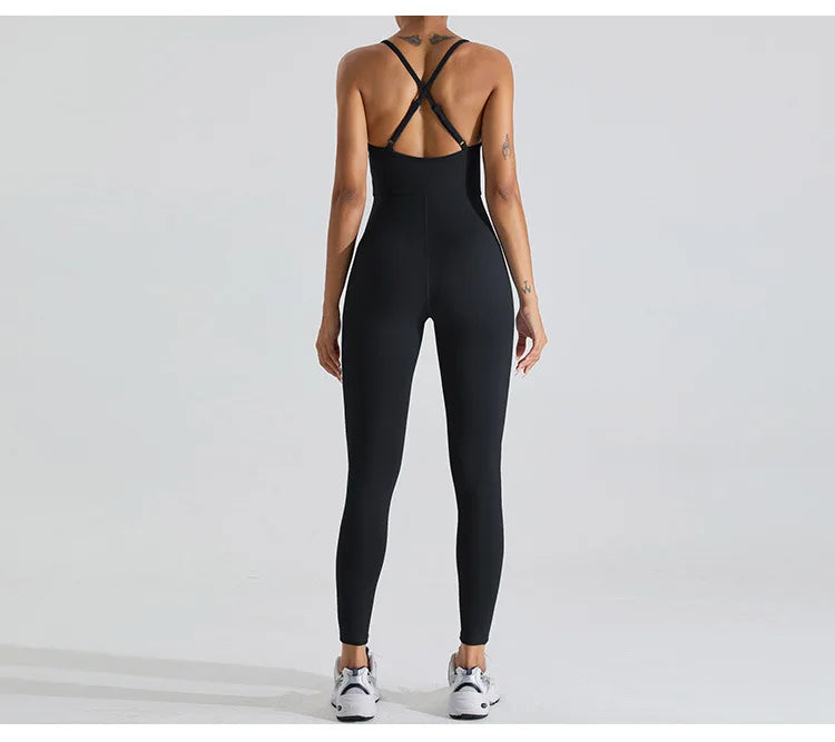 Backless Contour Yoga Jumpsuit Seamless Performance Wear