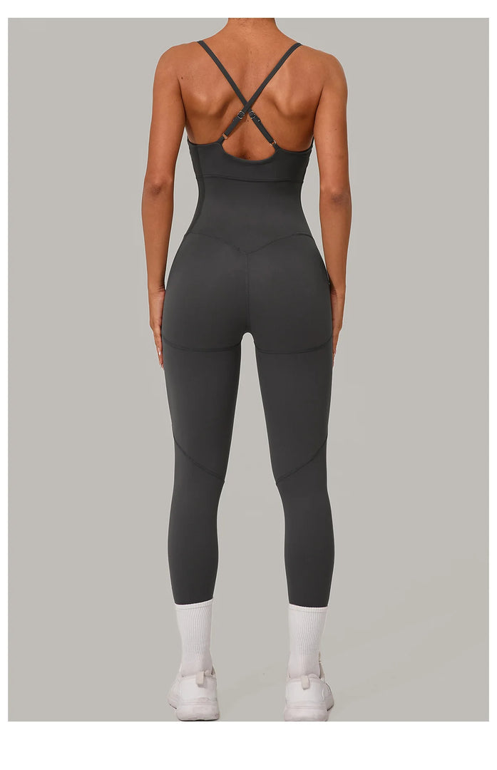 Luxe Sleeveless Yoga Jumpsuit Nylon Spandex