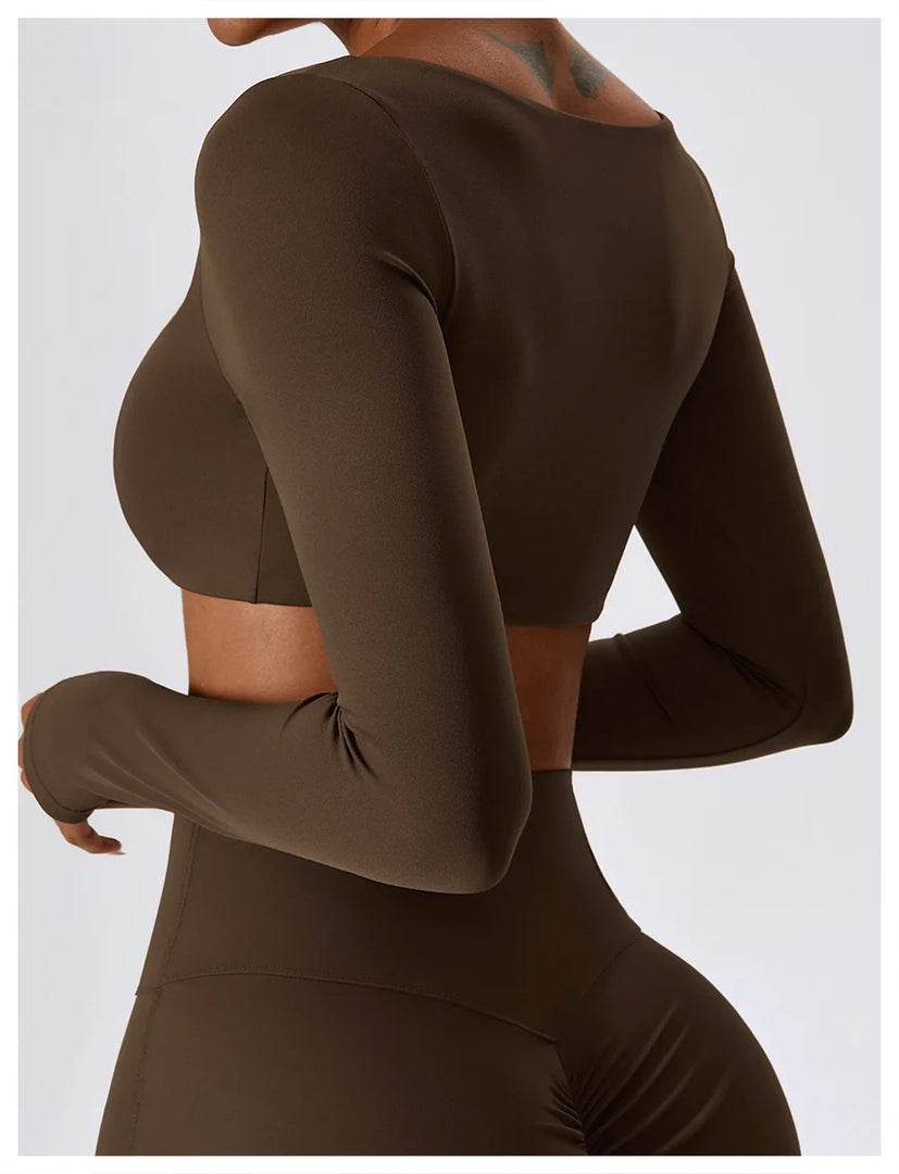 Contour Seamless Crop Yoga Performance Wear Long Sleeve