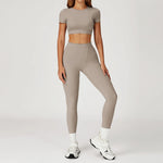 Load image into Gallery viewer, Two-Piece Contoured Breathable Yoga Set Leggings Silhouette
