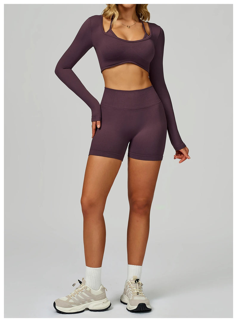 Seamless Contour 2-Piece Contemporary Yoga Set Breathable
