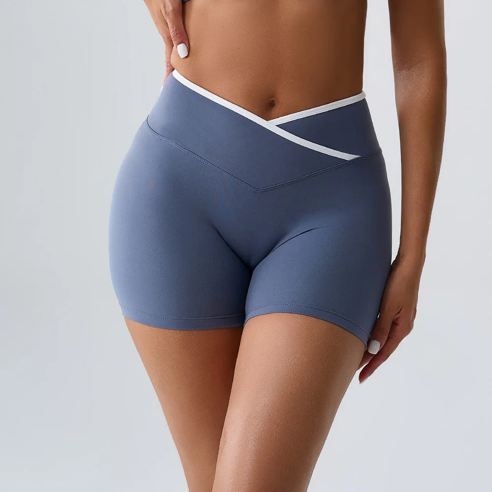 High Rise Contour Performance Shorts With Cross Wise Waist