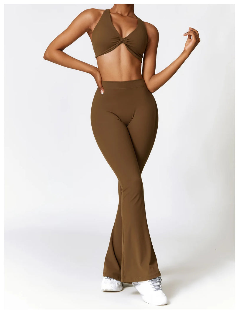 Contoured Flared Leggings With High Waist Silhouette