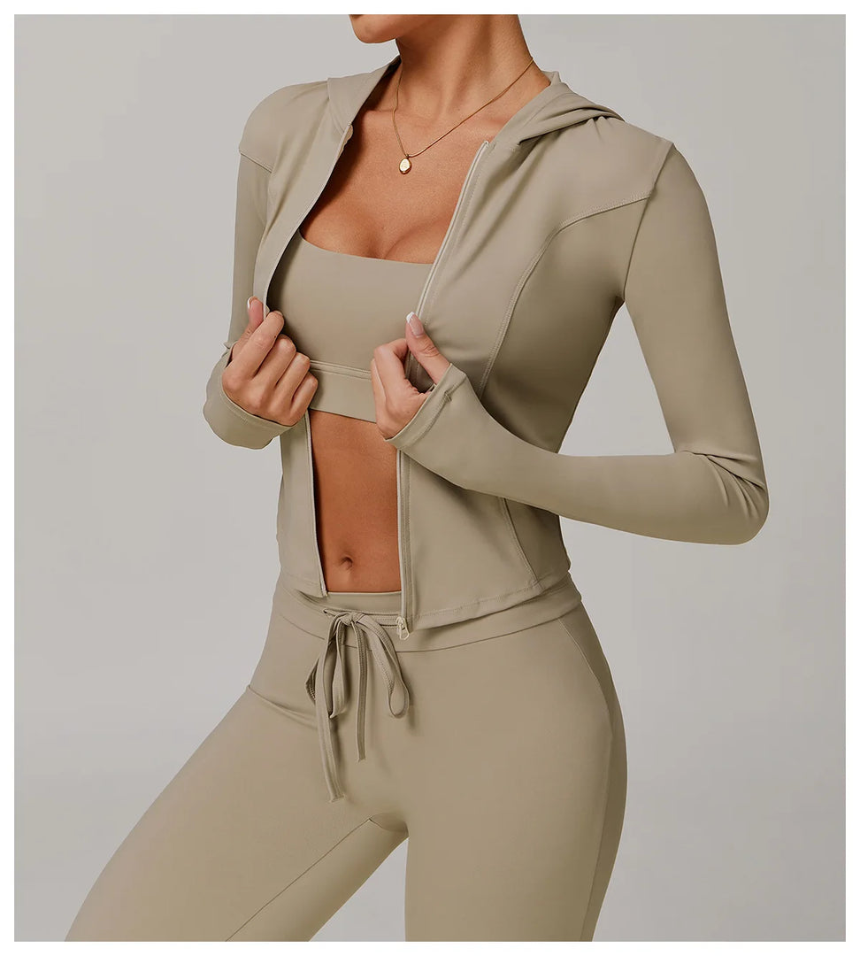 Zip Front Yoga Jacket Breathable High Stretch Nylon