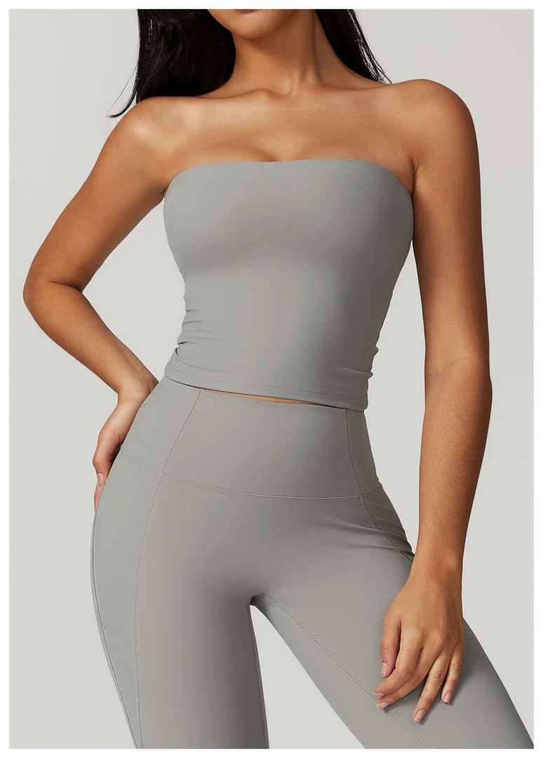 Sculpted Strapless Yoga Vest Contoured Support Brassiere