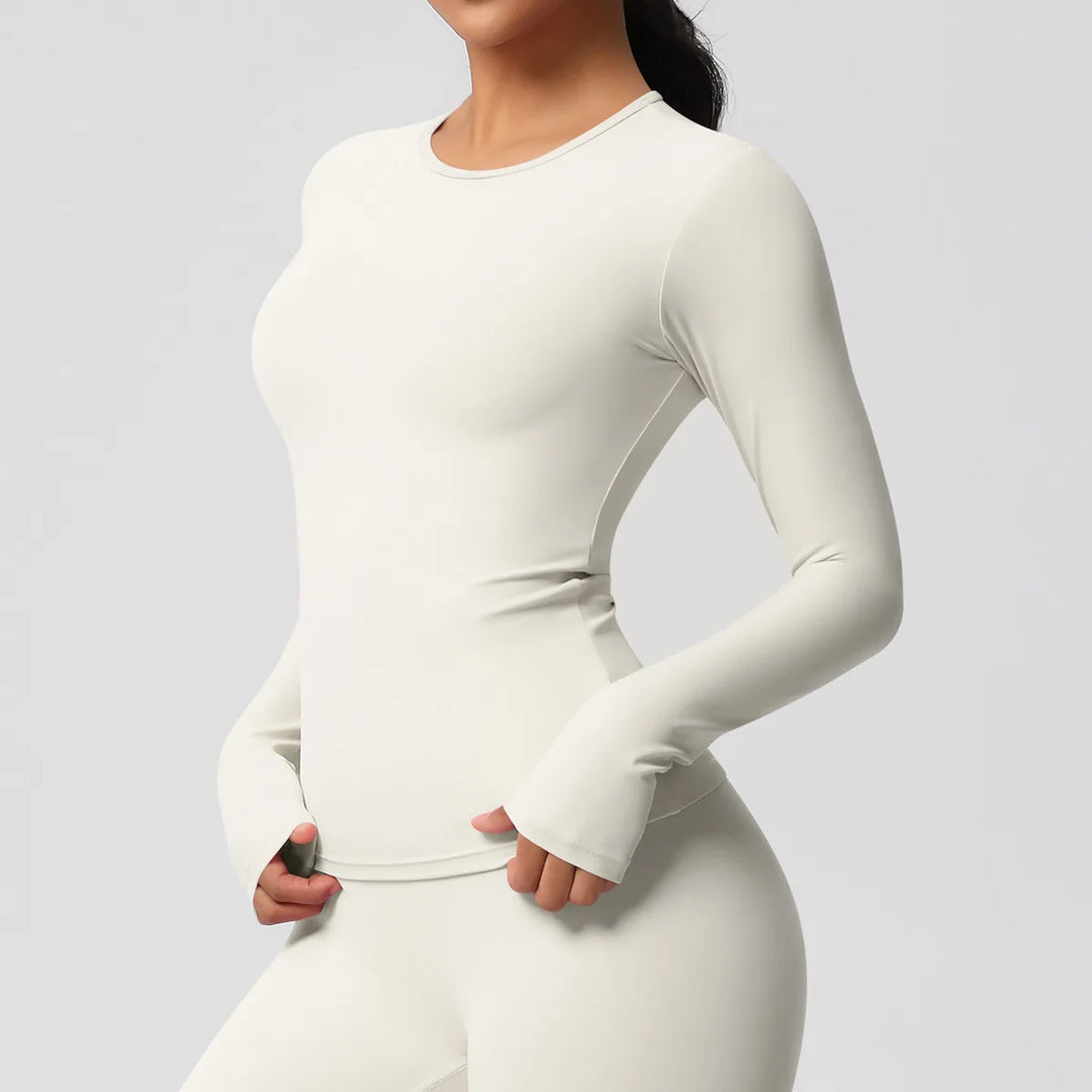 Luxurious Breathable Contoured Long Sleeve Yoga Top Nylon