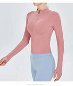 Load image into Gallery viewer, Zippered Studio Contoured Long Sleeve Sports Jacket
