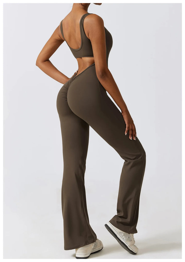 Contoured Back Zip Jumpsuit With Seamless Performance