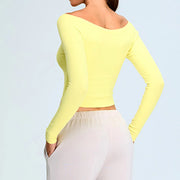 Off Shoulder Contour Seamless Athleisure Top Nylon