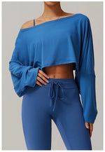 Load image into Gallery viewer, One Shoulder Bat Sleeve Yoga Hoodie Ultra Performance
