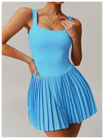 Load image into Gallery viewer, Luxurious Contoured Yoga Jumpsuit With Pleated Skirt Set
