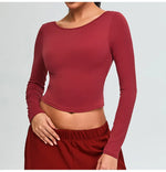 Load image into Gallery viewer, Soft Backless Sculpted Athleisure Crop Top With Sleeves
