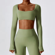 Contour Seamless Crop Yoga Performance Wear Long Sleeve