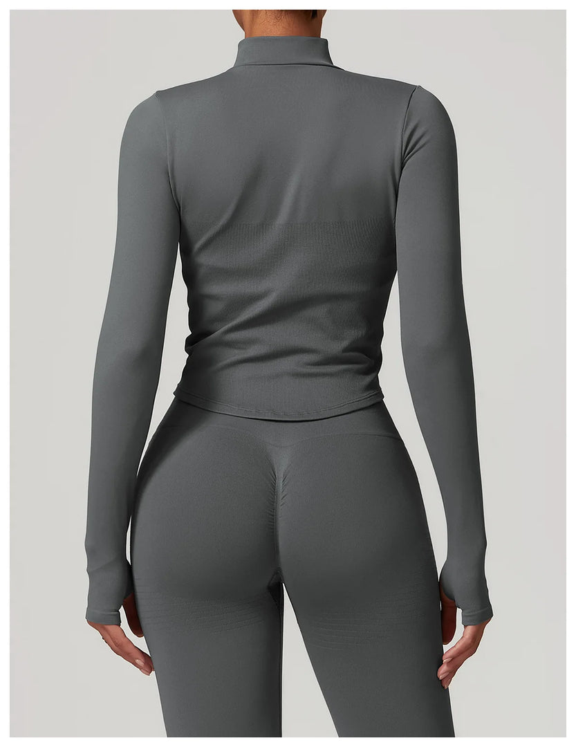 Zippered Performance Long-Sleeve Top Moisture-Wicking