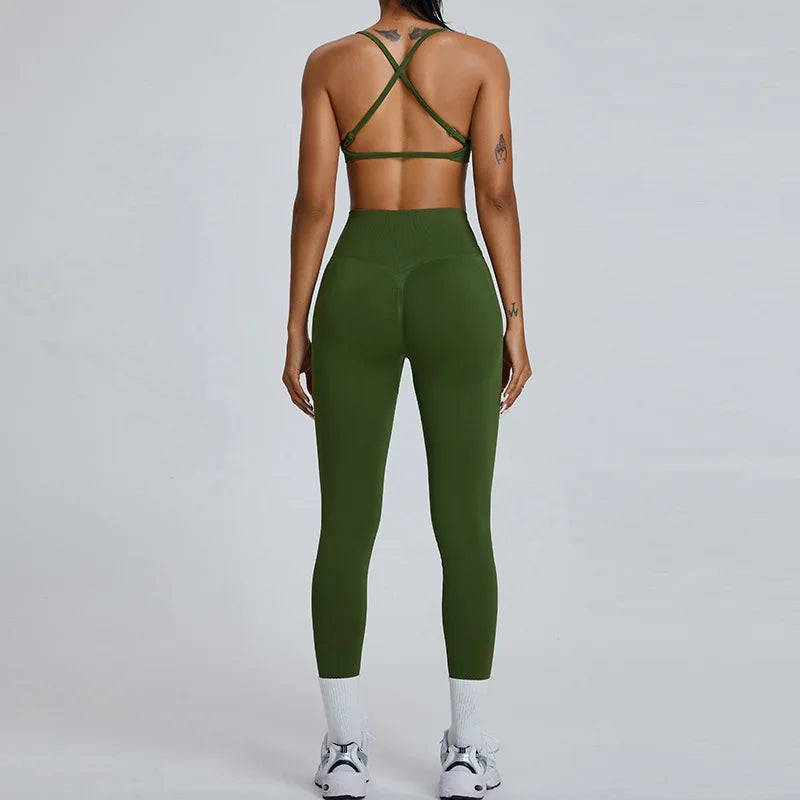 Seamless Two Piece Contour Performance Leggings Set Nylon