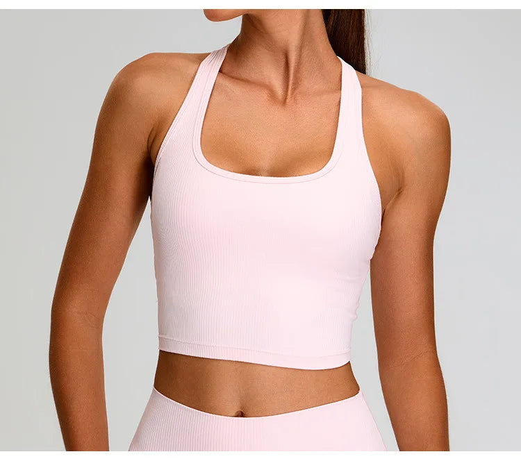 High Impact Ribbed Contour Sport Bra Breathable For Running