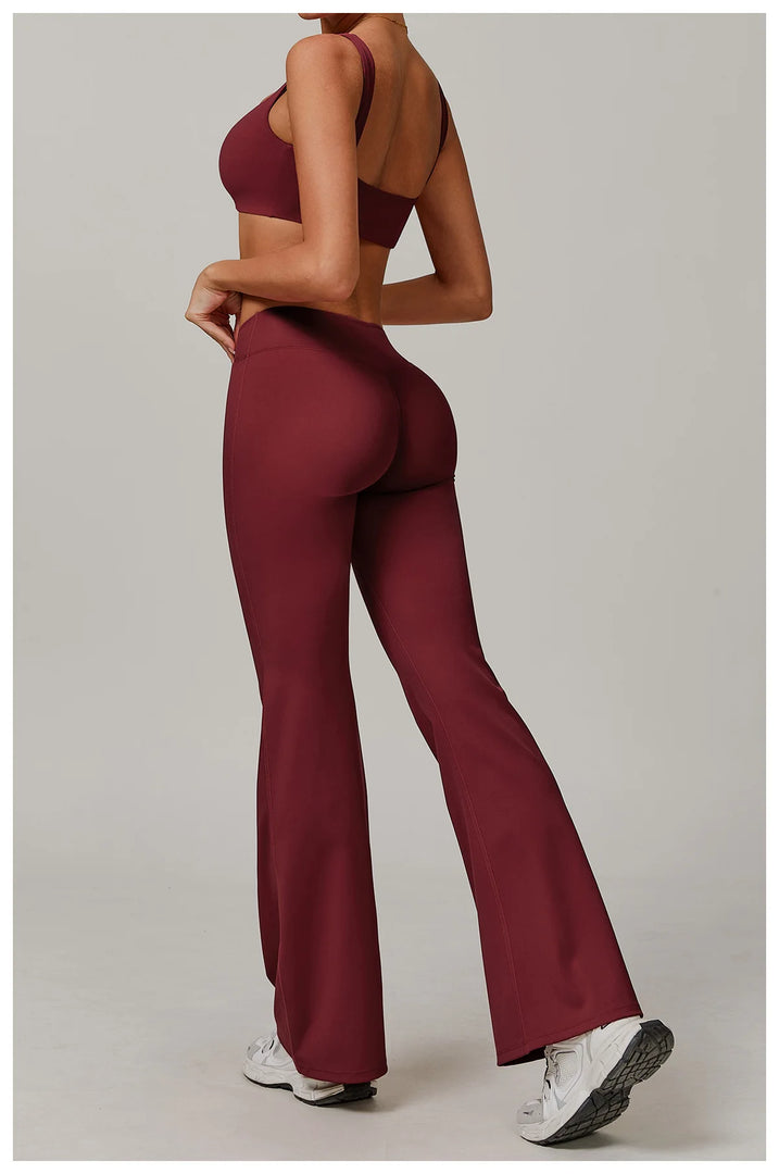 Contoured High Waist Seamless Bell Bottom Leggings