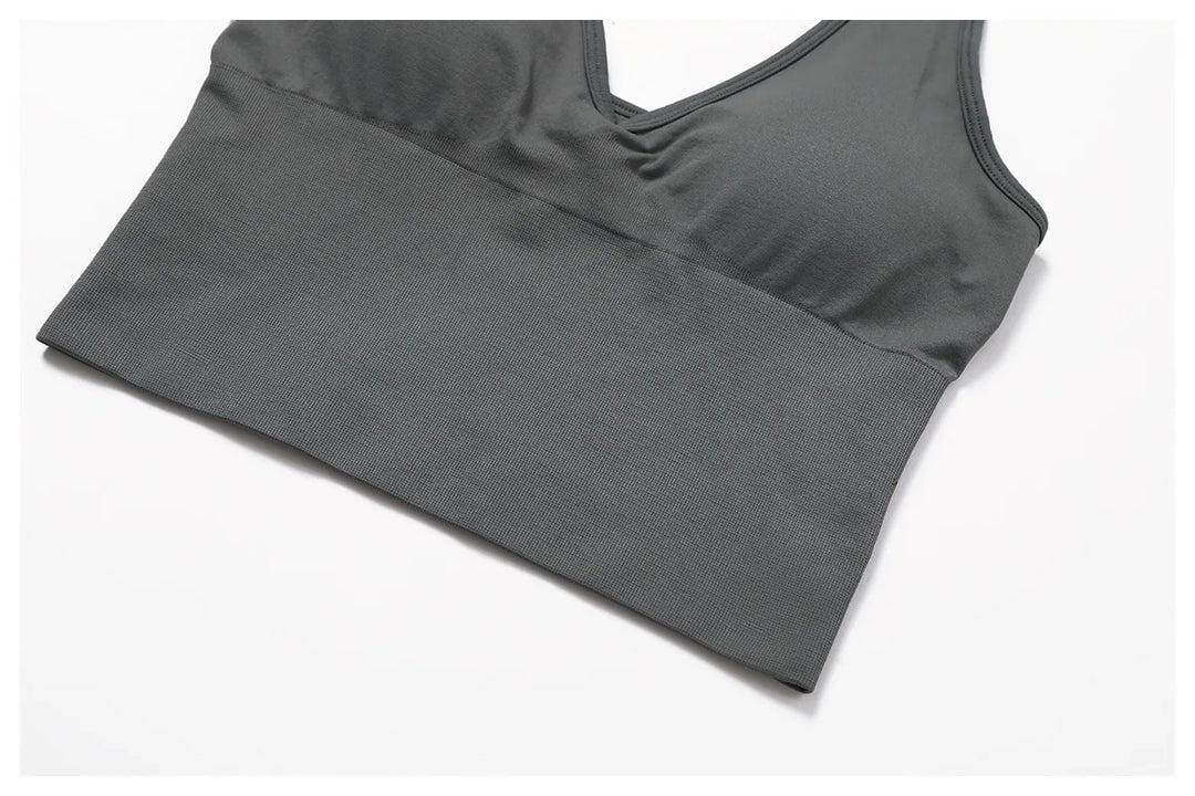 Luxurious Hanging Neck Seamless Sports Bra Nylon Spandex