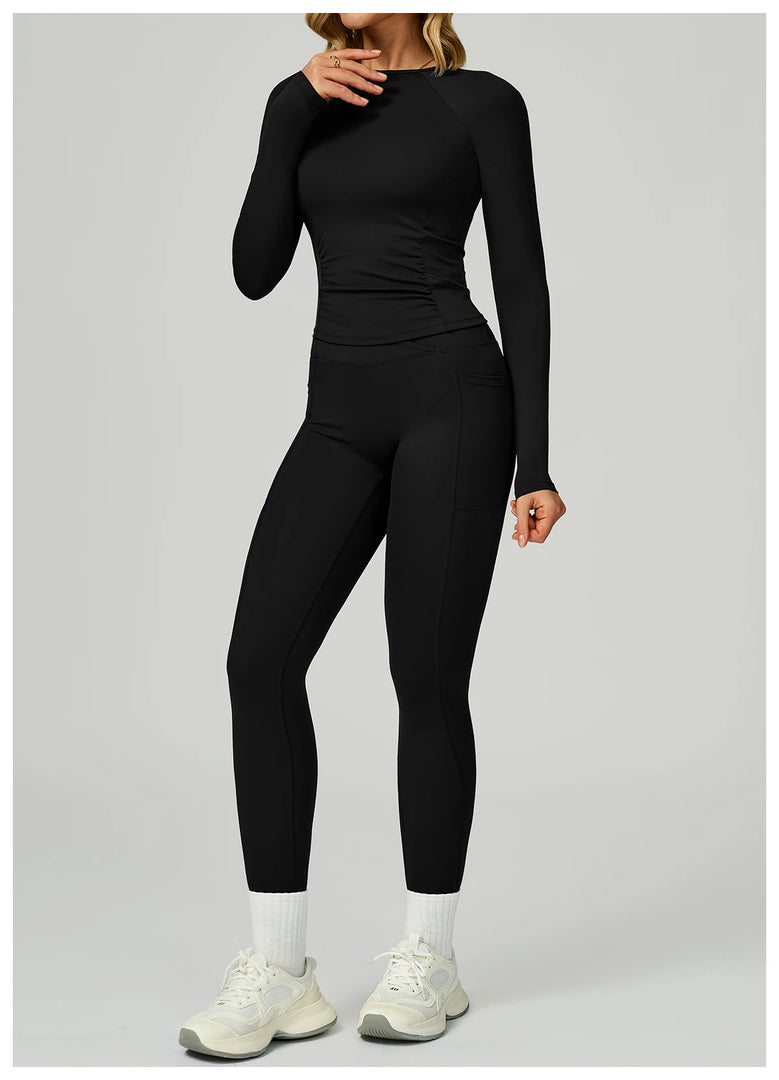 2 Piece Contoured Breathable Yoga Ensemble Knitwear