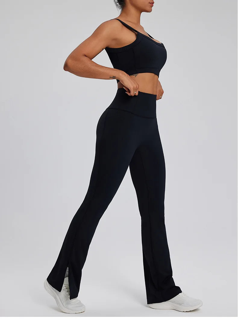 Contour Stretch Athleisure Bell Bottoms Set Nylon Spandex