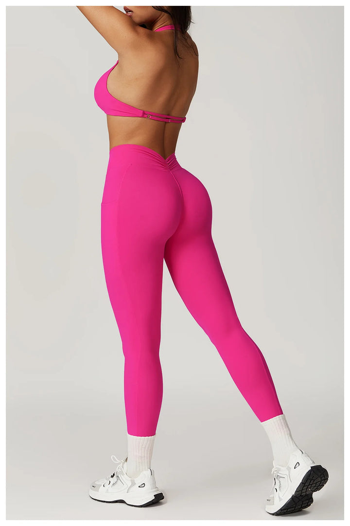 V Back Swept High Waist Contoured Leggings With Performance