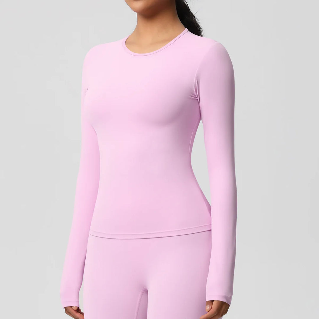 Luxurious Breathable Contoured Long Sleeve Yoga Top Nylon