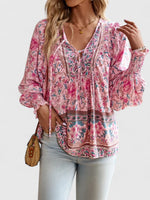 Load image into Gallery viewer, Women's Floral Long Sleeve Boho Peasant Top
