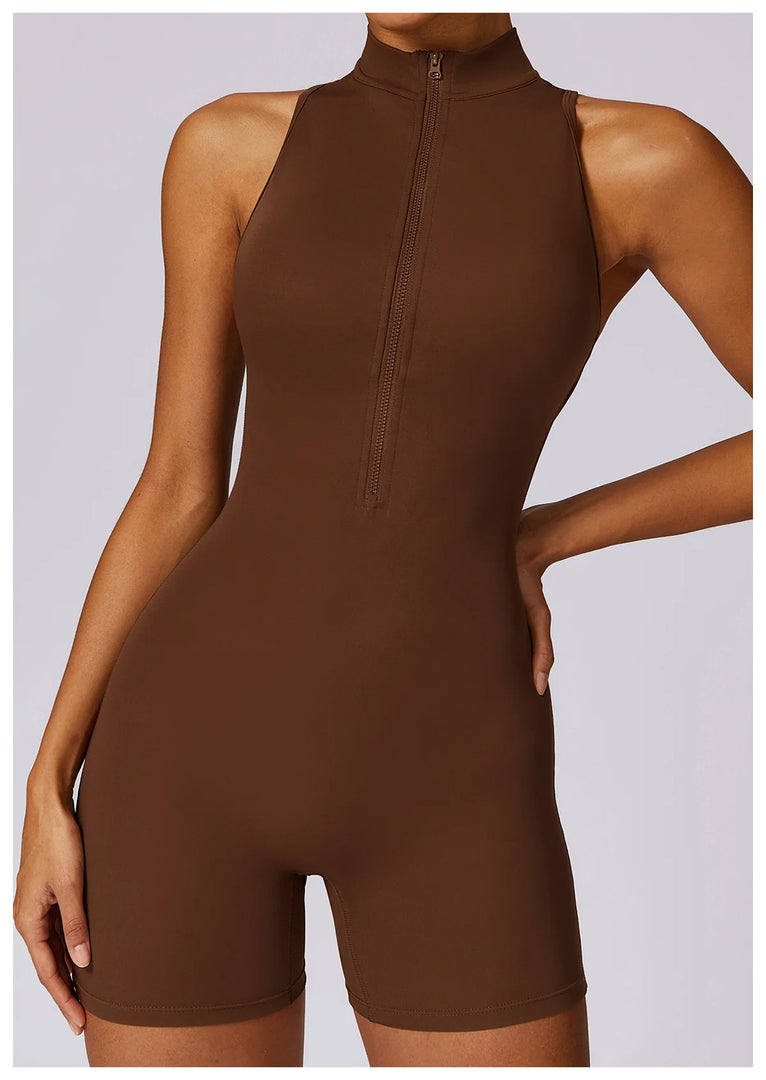 Luxurious Contour Performance Zip Front Yoga Romper