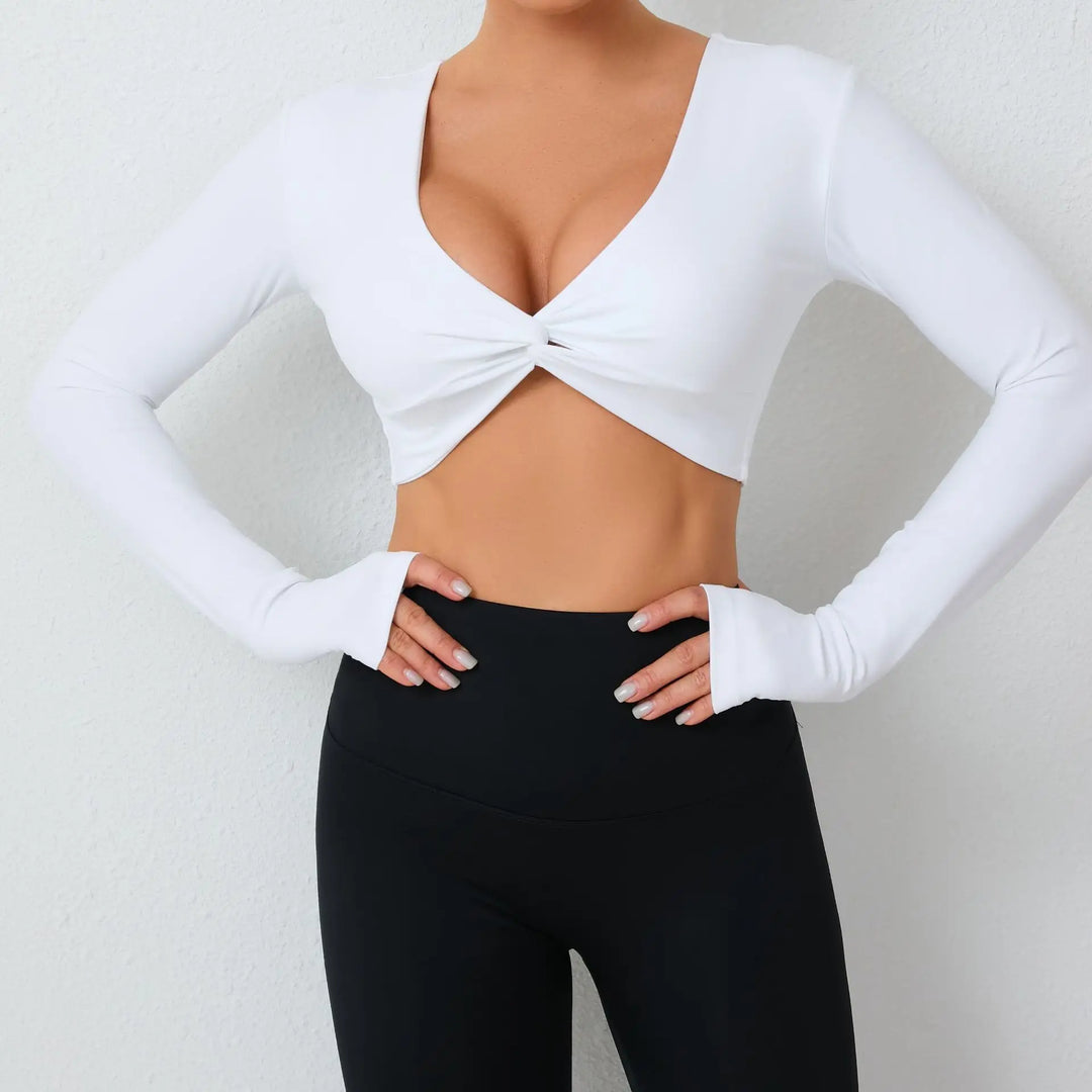 Seamless Ultra Soft Long Sleeve Yoga Crop Removable Pads